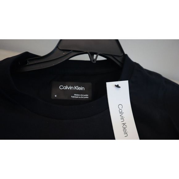 Calvin Klein 40CM814001 Men Sz M Black Beauty CK Knockout Logo Crewneck T-Shirt - Picture 3 of 7